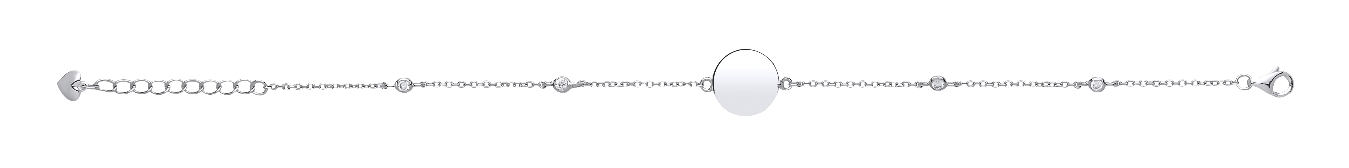 925 Sterling Silver Fancy Disc Bracelet With CZ Details