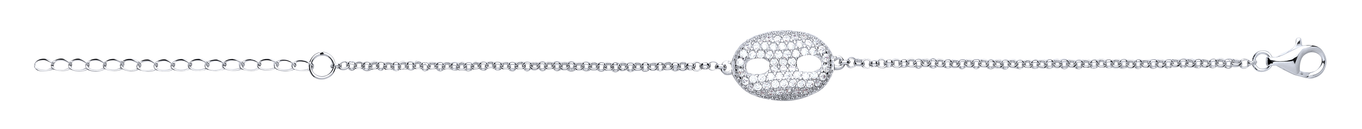 925 Sterling Silver CZ Marina Chain Fancy Bracelet