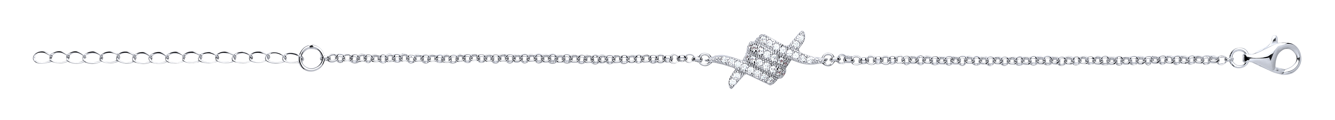 925 Sterling Silver CZ Fancy Knot Bracelet