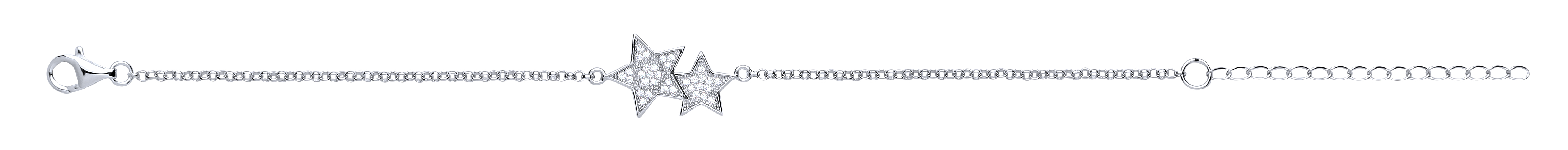 925 Sterling Silver Triple Star Fancy Bracelet