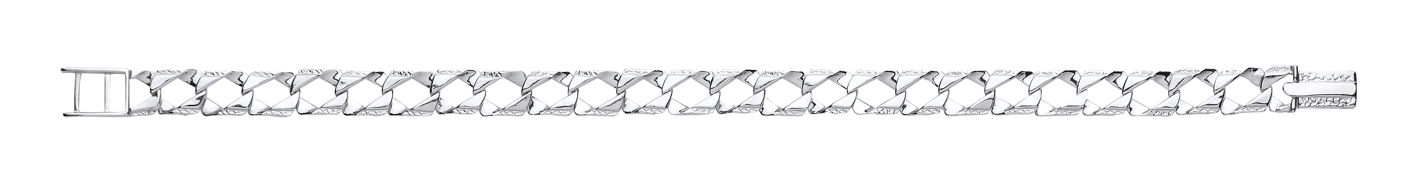 925 Sterling Silver Gents Chaps Bracelet With Engraved & Barked Links