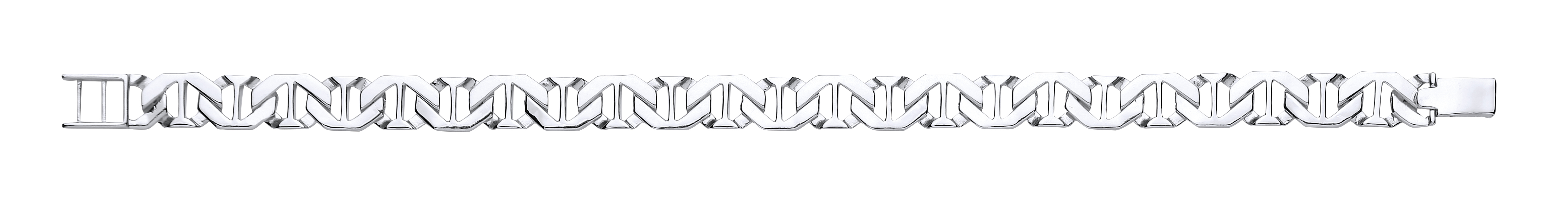 925 Sterling Silver Gents Chaps Bracelet With Barked Links