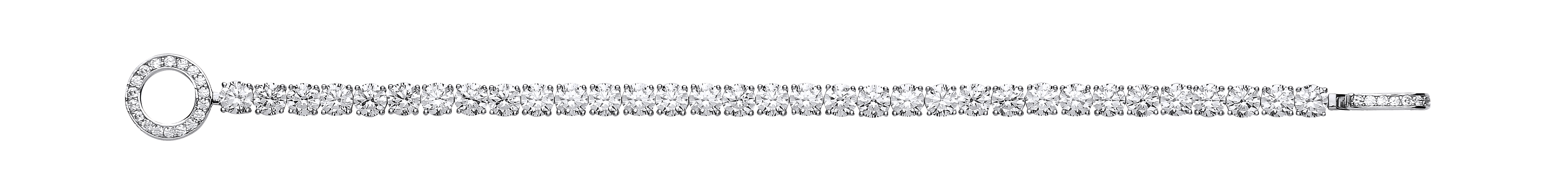 925 Sterling Silver CZ Fancy Tennis Bracelet With Circle & Hook Detail