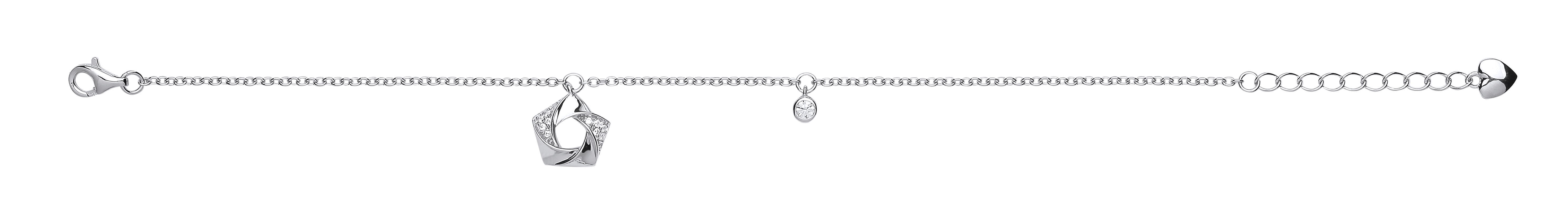 Silver Bracelet With A CZ Cutout Flower Charm