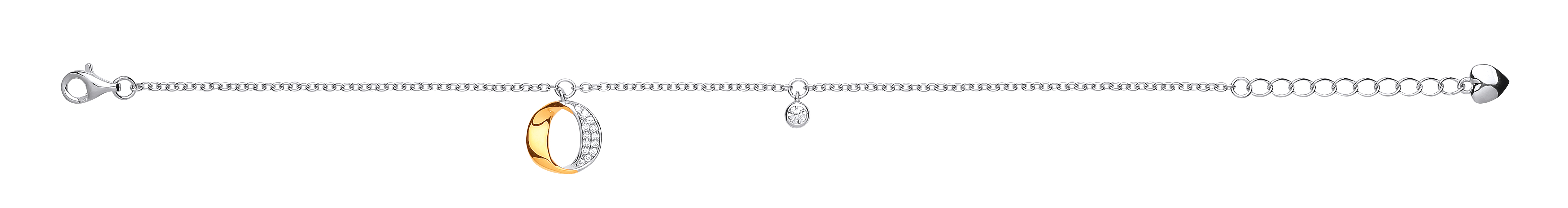 Silver & Gold Plated CZ Interlocking Circle Bracelet
