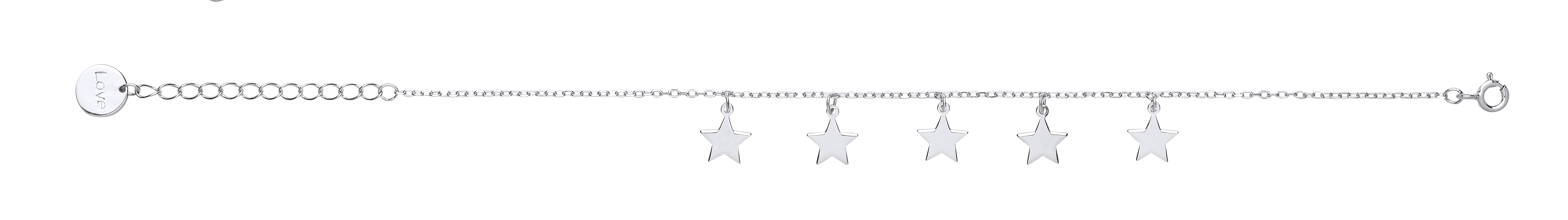 Ladies Silver Bracelet With Star Charms