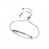 Silver Multi Colour Bar Adjustable Bracelet