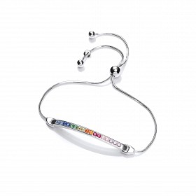 Silver Multi Colour Bar Adjustable Bracelet