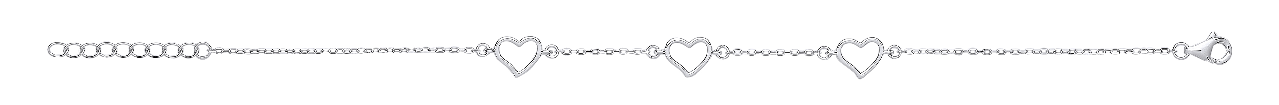 Silver Cutout Hearts Bracelet