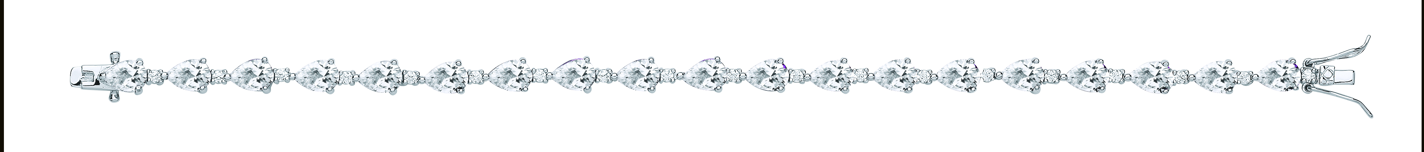 Silver CZ Pear Drop Tennis Bracelet