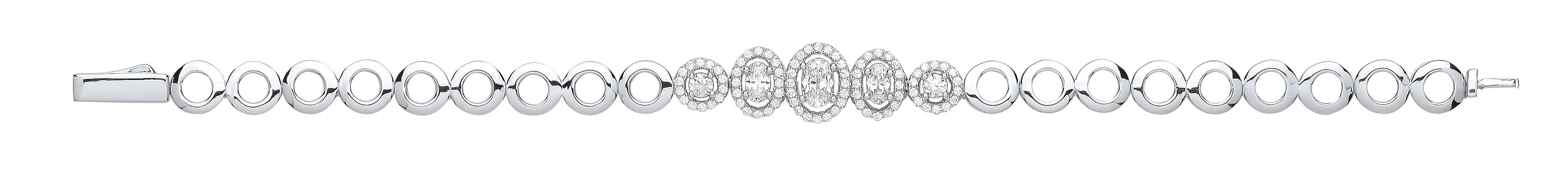 Silver CZ Fancy Circle Link Bracelet