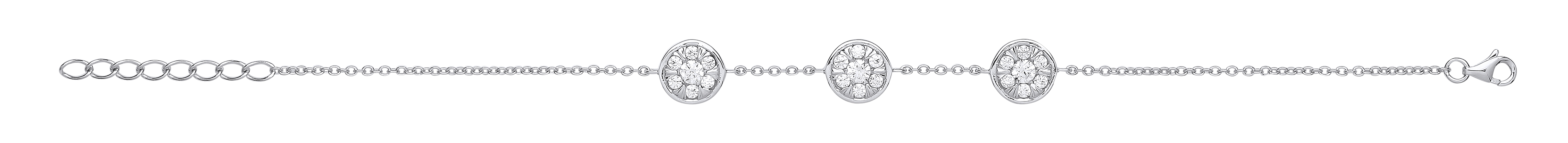 Silver CZ Triple Circle Fancy Bracelet