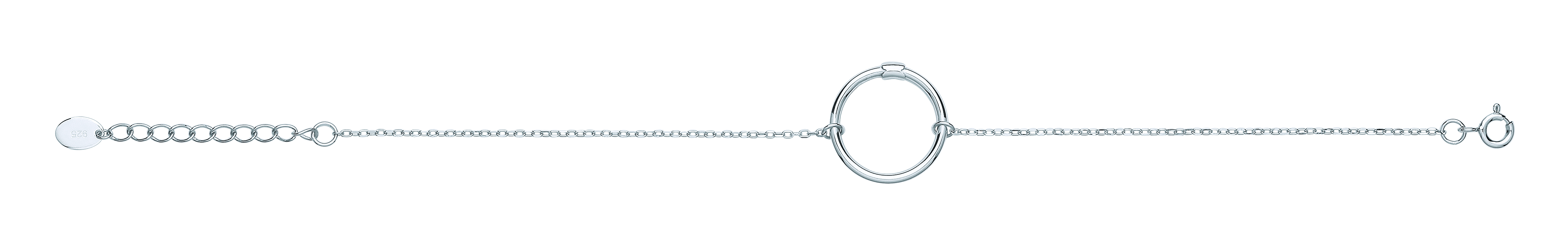 925 Sterling Silver Circle Pendant Bracelet With Spring Open For Charms