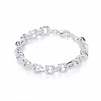 925 Sterling Silver Fancy Cable Link Ladies Bracelet