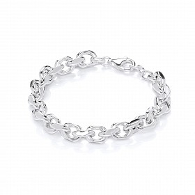 925 Sterling Silver Fancy Cable Link Ladies Bracelet