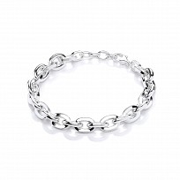 925 Sterling Silver Fancy Oval Link Ladies Bracelet