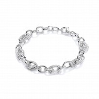 925 Sterling Silver Ladies Fancy Belcher Bracelet