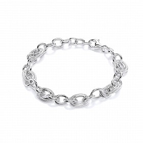 925 Sterling Silver Ladies Fancy Belcher Bracelet