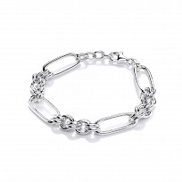 925 Sterling Silver Ladies Fancy Link Bracelet