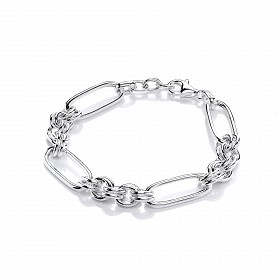 925 Sterling Silver Ladies Fancy Link Bracelet