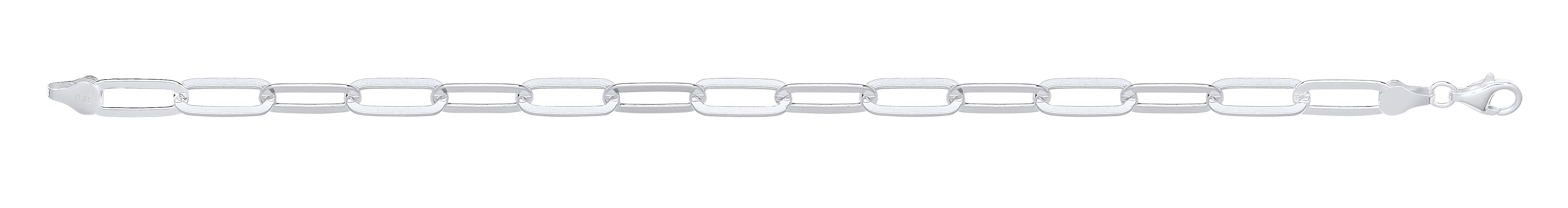 8.5 Silver Hollow Rectangle Paper Clip Fancy Bracelet