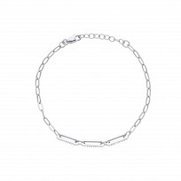 Silver CZ Paperlink Style Fancy Bracelet
