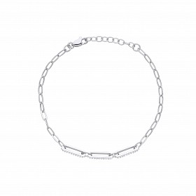 Silver CZ Paperlink Style Fancy Bracelet