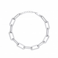 Silver CZ Paperlink Style Fancy Bracelet