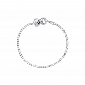 Silver CZ Tennis Bracelet With Panther Clasp