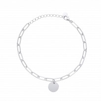 Silver Paper Link Bracelet With Disc Charm