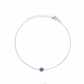 Silver Ladies Amethyst Stone Bracelet