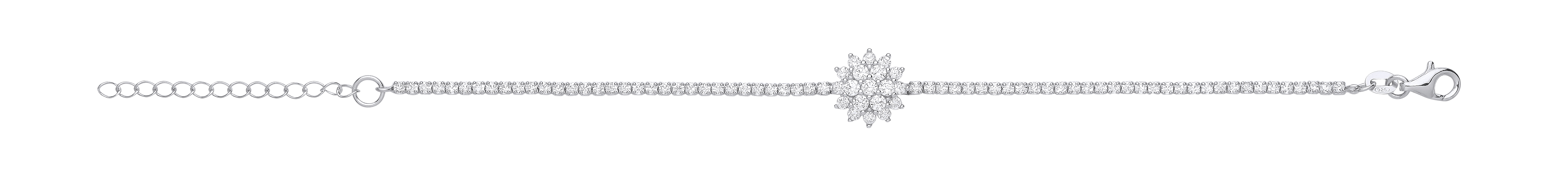 Silver CZ Tennis Bracelet With Cluster Centre Detail