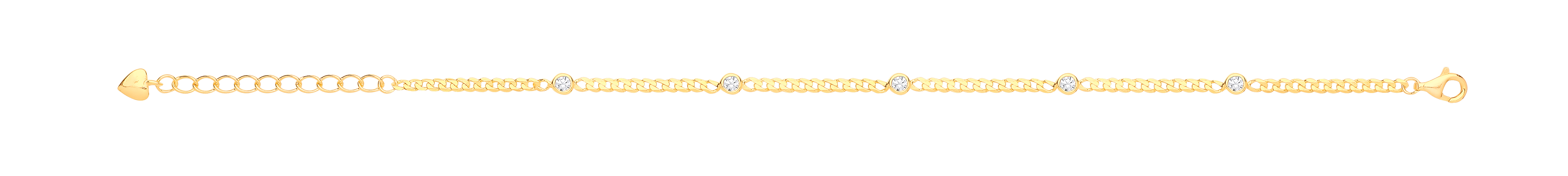 Gold Plated Curb CZ Fancy Bracelet