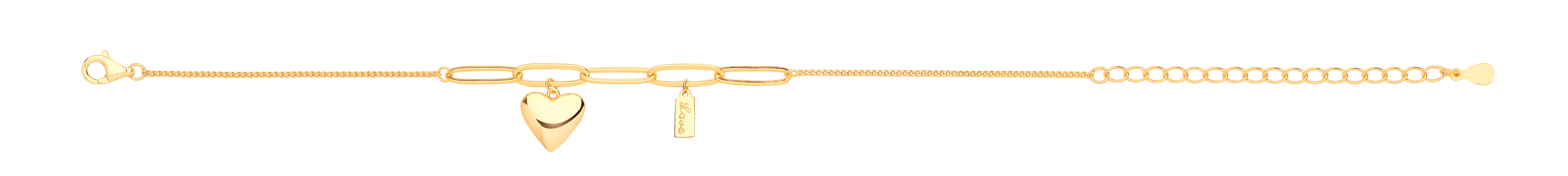 Gold Plated Paper Clip & Heart Fancy Bracelet