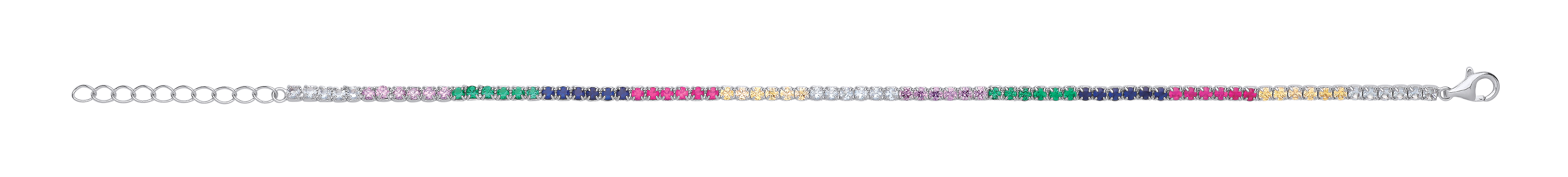 Silver Rubover Multicolour CZ Ladies Tennis Bracelet