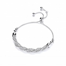 Silver Twisted Popcorn Link Adjustable Bracelet