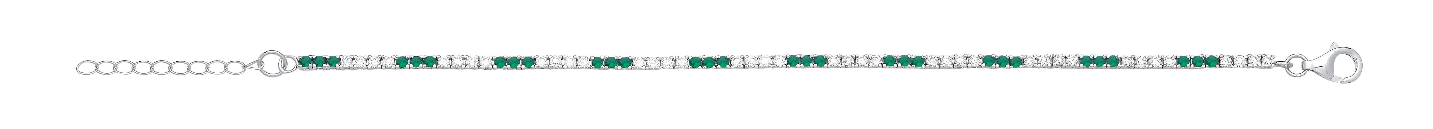 Silver CZ & Emerald Claw Set Tennis Bracelet