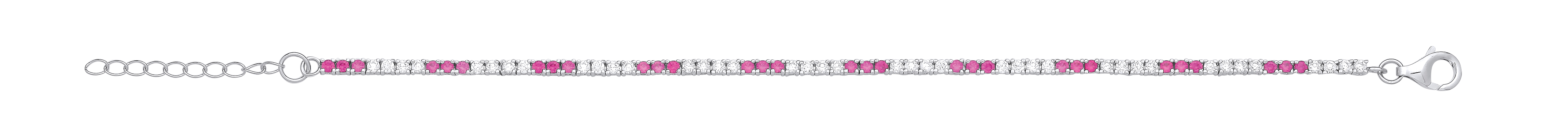 Silver CZ & Ruby Claw Set Tennis Bracelet