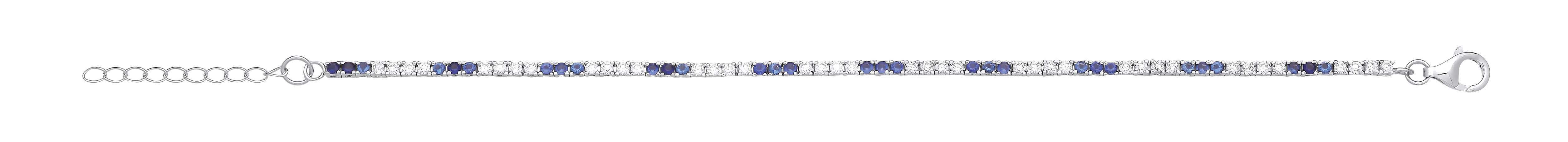 Silver CZ & Sapphire Claw Set Tennis Bracelet