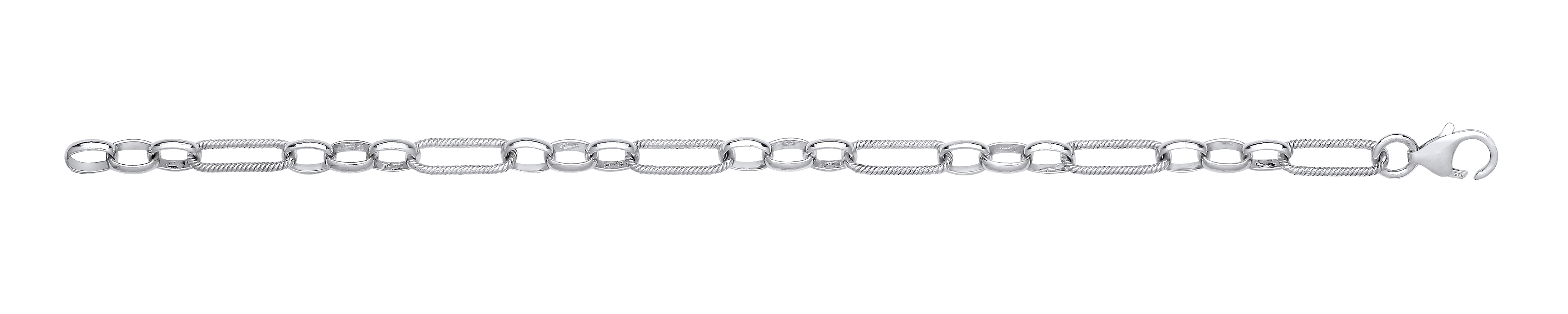 Silver Plate Diamond Cut Paper Link & Belcher 7.5