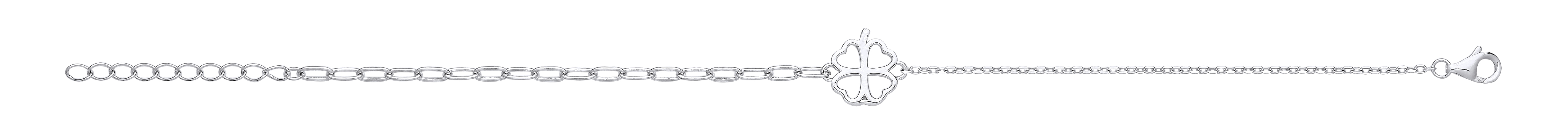 Silver 4 Leaf Clover Heart Fancy Bracelet