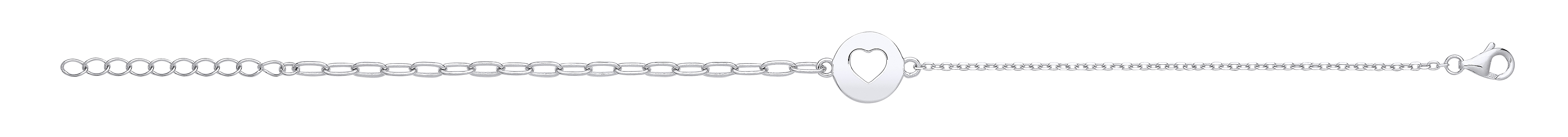 Silver Heart Disc Tag Fancy Bracelet
