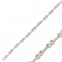 Silver CZ Channel Set 'Kiss' Tennis Bracelet
