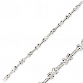 Silver CZ Channel Set 'Kiss' Tennis Bracelet