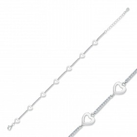 Silver CZ Fancy Polished Hearts Bracelet