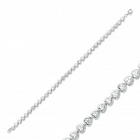 Silver CZ Love Heart Tennis Bracelet