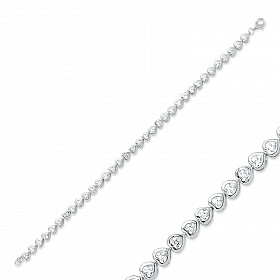 Silver CZ Love Heart Tennis Bracelet