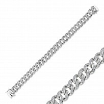 Silver Gents Cubic Zirconia Cuban Link Bracelet
