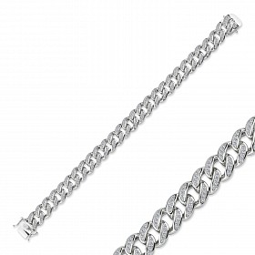 Silver Gents Cubic Zirconia Cuban Link Bracelet