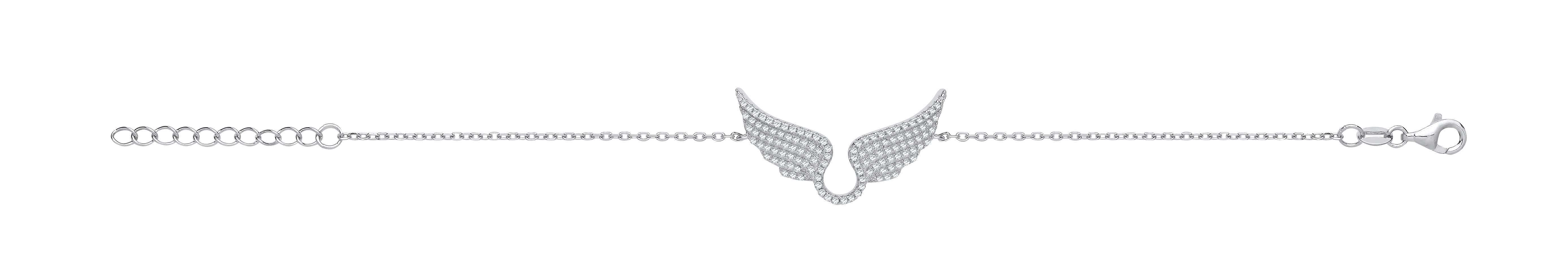 Silver Ladies CZ Angel Wings Bracelet